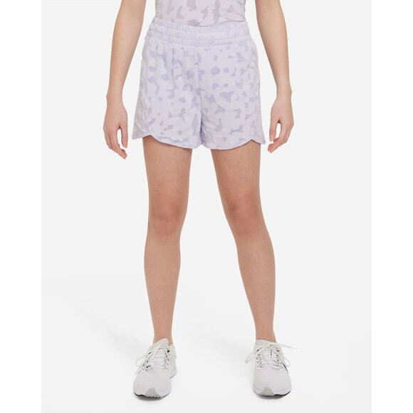 Nike Dri-FIT Breezy Big Kids Girls High-Waisted Training Shorts Lilac Burnout L - Picture 1 of 6